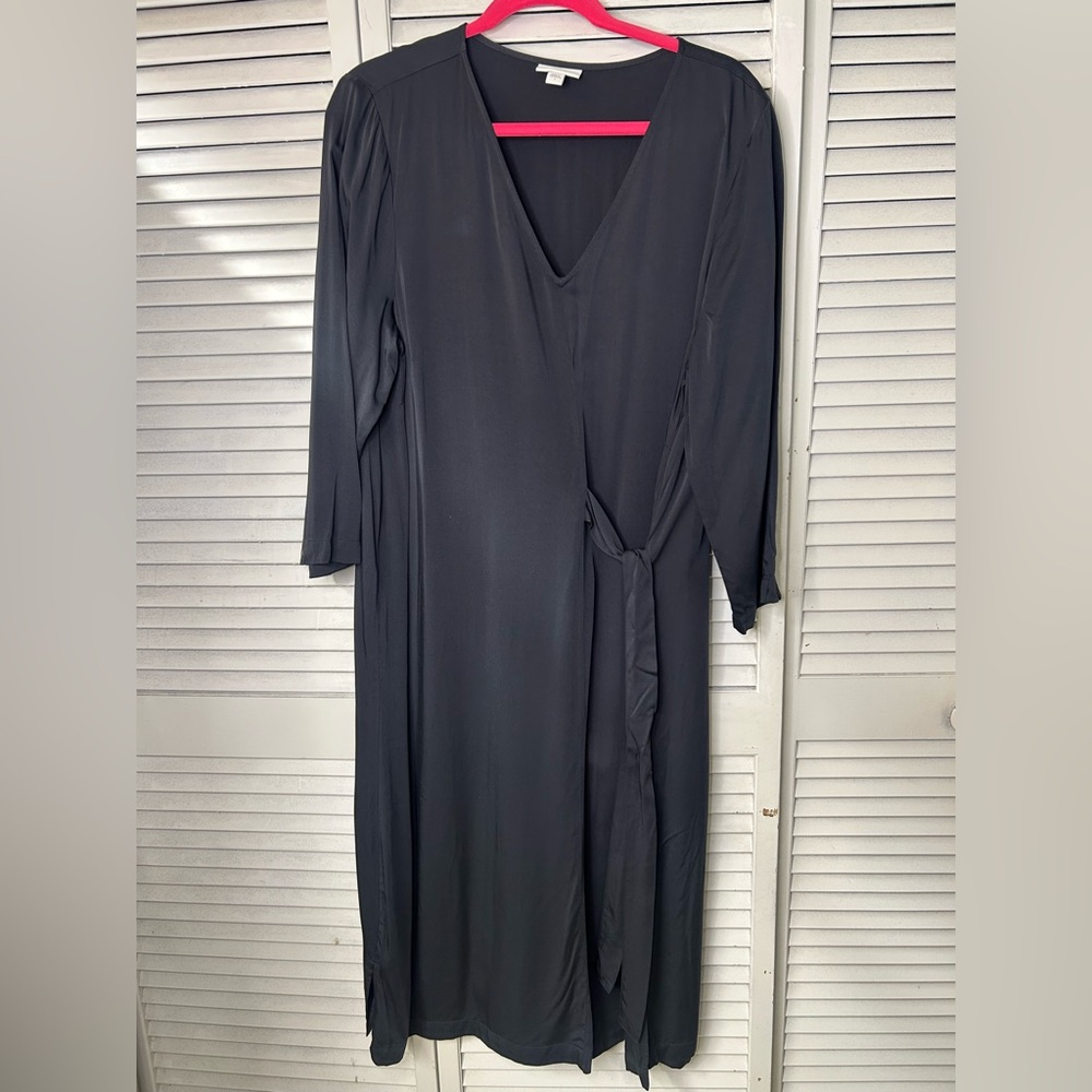 Pure J Jill Black Midi Dress - V-Neck Size L